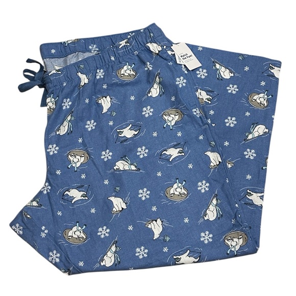 Old Navy Mid-Rise Printed Flannel Pajama Pants NEW Bears That Sleigh  3X - Picture 1 of 11